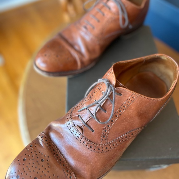 J. Crew Semi-Brogues quality Leather in English Tan Men’s size 10.5 - Picture 5 of 12